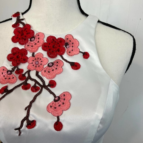 Blush Prom 2pc Skirt Set Size 0 White Red Pink Cherry Blossom Floral Embroidered - Picture 4 of 10
